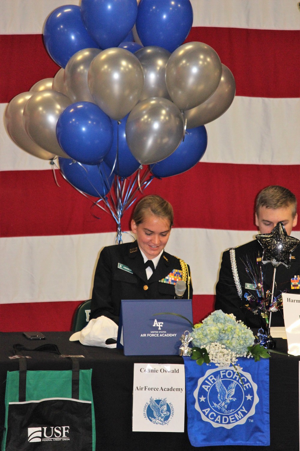 NJROTC cadet Constance Oswald signs her letter of intent to attend the United States Air Force Academy.